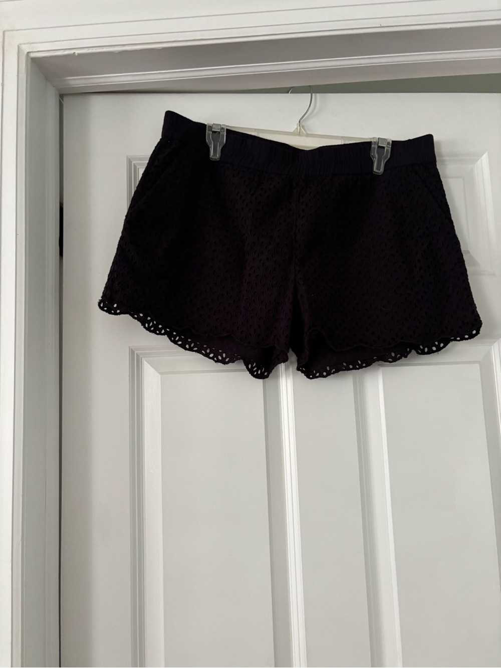 Lucky Brand Black Eyelet Scallop Hem High Waist Shorts